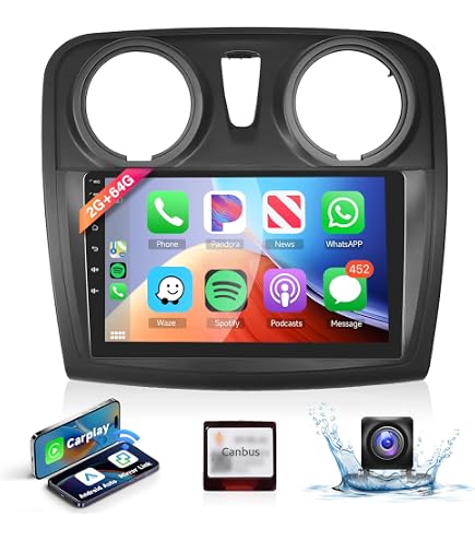 Autoradio Android 15 Qualcomm 8 Cœurs Pour Renault Dacia Sandero II 2012-2019 - 9" écran, CarPlay/Android Auto Sans Fil