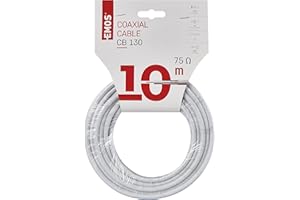 EMOS Câble d'antenne coaxial 10 m blanc pour câblage, TV et satellite, type CB130, câble TV avec blindage 75 dB, résistance 75 ohms
