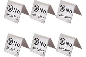 AHANDMAKER 6 Pcs Stainless Steel No Smoking Table Sign, Double Side No Smoking Signal Card Restaurant Non-Smoking Desk Logo Indicator for Rental Home Cabin Hotel Outside Seating Coffee Table Office