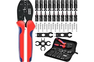 ANTIFNUO Solar Crimpzange Solarstecker Crimpzange Set Solar Crimper Werkzeug für 2.5/4/6mm² 10Paar Männlich/Weiblich Solarstecker + 3 Stk Schraubenschlüssel + 1 Stk Crimper Crimpwerkzeug für Solaranlage Kabel
