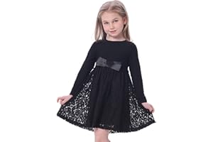 BONNY BILLY Vestido Niña Fiesta Ceremonia Casual Algodón Encaje Ropa Niña con Lazo