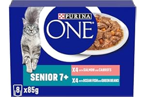 PURINA ONE Senior 7+ Mini Fillets Salmon & Ocean Fish Wet Cat Food 8x85g (Pack of 5)