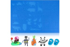 TWIRUSH Matite 3D in silicone, modello 3D, tappetino grande, 41,5 x 27,5 cm, con 2 dita, base per penna 3D con motivo animale, per bambini, principianti e artisti 3D (blu)