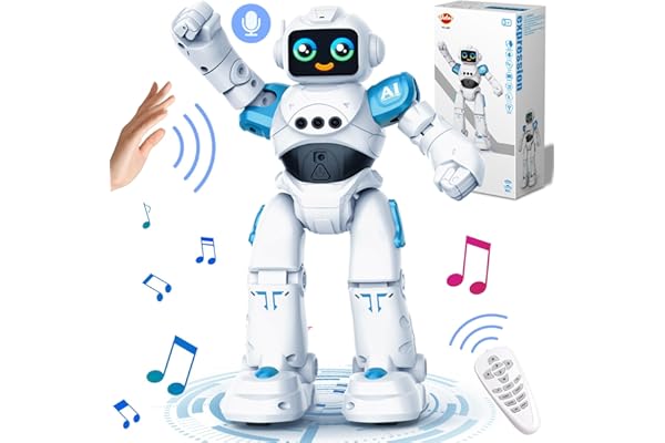 VATOS Robot RC pour enfants – Robot intelligent parlant à distance vocale, détection de geste, robot Emo programmable pour enfants de 3, 4, 5, 6, 7, 8 ans, cadeau d'anniversaire