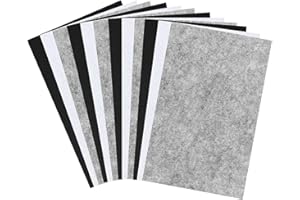 STYQUENZER Lot de 12 feuilles de feutre de 1 mm - Feuilles de feutre rigide - Pour travaux manuels - Feuilles épaisses et douces - Pour projets de bricolage et de couture - 20 x 30 cm - Noir + blanc + gris