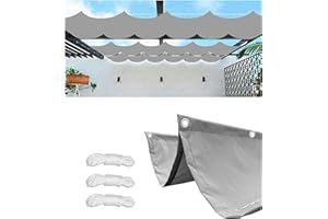 WOACE Sun Shade Sail Retractable Wave Waterproof Rectangle 5x3.5M(WxL) Shade Cloth Waterproof Outdoor Garden Patio Sunscreen Awning Canopy 95% UV Block with Rope for Outdoors Garden Patio Light Gray