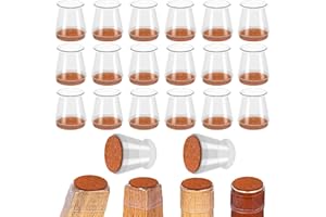 AOKITO 20 Piezas Tapas de Piernas de Silla, Protector de Patas de Sillas de Silicona, con Marrón Almohadillas Fieltro Resistentes al Desgaste, Eliminan el Ruido y los Arañazos (Transparente, 20-30mm)
