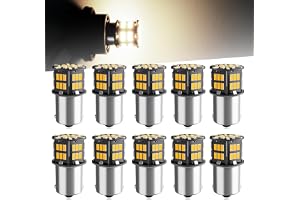 DEFVNSY - Förpackning med 10 - Varmvit 3000K 1156 BA15S 1141 1003 1073 7506 LED-lampor 3014 54-SMD Ersättningslampor för 12V Interiör RV Husbil Släpbelysning Båtgårdsbelysning Reservdelar