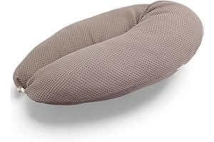 HOBEA-Germany Stillkissen 190 cm x 76 cm XXL Lagerungskissen Schwangerschaftskissen für Baby und Erwachsene Seitenschläferkissen Stillkissen mit Bezug aus Bio Baumwolle, Waffelmuster Taupe