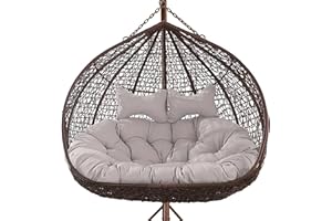 BYZOM Double Hanging Basket Swing Egg Chair Cushion,2 Seater Waterproof Removable Thicken Hammock Cushion Replacement With Pillow,Cradle Cushion Outdoor Patio Garden Back Pads (Color : Grau, Size : 150x11