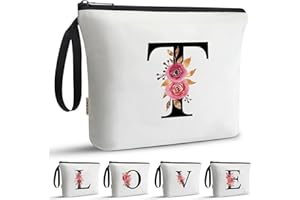 A-Z BAG Personalisierte Kosmetiktasche Damen –Geschenke für Frauen,Kulturtasche mit Initialen,Schminktasche Reise Make-up Tasche,T