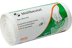 DEISS FIRST Plus - Bolsas de basura (85 L, 50 unidades), color blanco