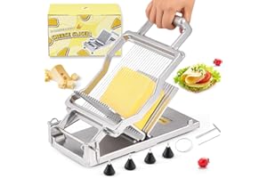 Huanyu Cortador de Queso Comercial con Tabla de Corte de 0,5cm Cortador de Queso de Acero Inoxidable con Alambre Cortador de Alambre Multifuncional para Queso, Mantequilla y Embutidos