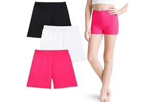 JinBei Pantaloncini Bambina, Ragazze Cotone Corti Leggings Estivi Fitness Danza Ciclismo Shorts, Pacco da 3, Bambini Elasticizzato Confortevole Traspiranti Pantaloni Sportivi Abbigliamento, 5-14 Anni