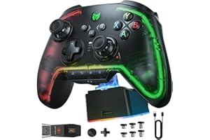 BIGBIG WON Controller senza fili, Rainbow 2 Pro RGB PC Controller Motion Aiming,Hall Effect Trigger,ALPS Joystick, 3.5mm Audio, Gamepad APP per Android/iOS/PC Windows10&11/Switch con Dock di ricarica