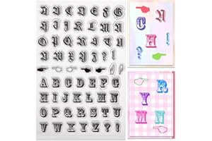 CRASPIRE Letras Sellos Transparentes Alfabeto Sello de Goma de Silicona Sellos de Silicona Transparentes para Hacer Tarjetas de Diario Amigos DIY Scrapbooking Marco de Fotos Decoración de Álbum