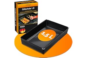 BROSZIO Durandal Grillschale für den Grill und Backofen - Grillmatte für Gasgrill & Holzkohlegrills mit Antihaftbeschichtung - Barbecue Schale Einfache Reinigung - Grill Zubehör - Grillpfannchen - Grillpfanne