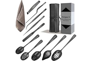 Bonigour Professional Chef Plating Tools Culinary Set 11 Piece Stainless Steel Black Kitchen Plating Utensils for Modernist Cuisine Food Art (Black)