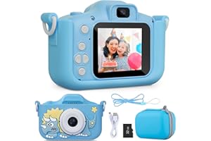 FLEXIVER Macchina Fotografica Bambini - 1080P Mini Ricaricabile Fotocamera Bambini Digitale Videocamera Regalo per Ragazze Ragazzi 3-10 Anni con Scheda 32 GB丨Regali Giocattolo di Natale & Compleanno (Blu)