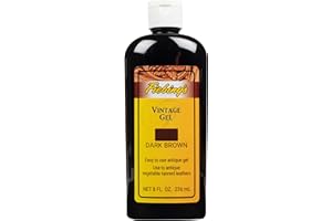 Fiebing's Gel vintage (8 once, marrone scuro) – Antiquing & Restauro Gel per finitura a contrasto su stivali, scarpe e borse in pelle liscia e attrezzata, effetto bicolore enfatizza la goffratura