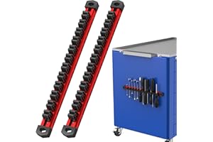Preciva Magnetic Spanner Organiser & Screwdriver Holder 2 Pack, Strong Magnetic Tool Holder, Tool Organisers for Garage & Workshop, Heavy Duty Aluminum Rail with 24 Slot, 7.5LB Capacity Weight