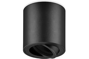 GeyouLux Spot en saillie Orientable, Plafonnier Spot GU10 230V, Spots de Plafond Ø80x84mm, Plafonnier Luminaire LED douille gu10, Downlight Lampe éclairage pour GU10 et LED modules, Noir-Rond