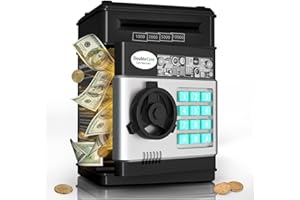 DOUBLECARE Elektroniczna skarbonka dla dzieci, skarbonka z hasłem/urocza skarbonka, mini bankomat, automatyczne przewijanie, sejf na gotówkę, świetne i praktyczne prezenty urodzinowe dla chłopców i dziewcząt