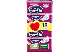 EVERY DAY EveryDay Hyperdry - Absorbentes Ultra, Noche con Alas, Filtro Hiper Seco y Ultra Absorbente, 18 Unidades