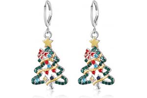 FOGCOSY Christmas Tree Earrings for Women, Christmas Earrings for Women Drop Earrings, Colourful Drop Dangle Christmases Party Jewelry Gifts, Holiday Costume Accessories