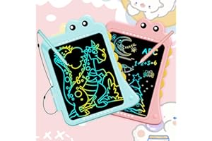 Fullware Dinosaurier LCD Schreibtafel Kinder 10 Zoll Bunte Maltafel Zaubertafel Kinder Tablet ab 2 3 4 5 6 Jahre, Wiederverwendbar, Drucksensitiv, Doodle, Geschenk Junge Mädchen 7 8 9 10, Rosa+Blau