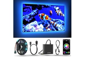 BDFFLY Rétroéclairage TV LED avec Boîtier de Synchronisation HDMI, Bande Iumineuse LED 5 m RGB Prend en Charge l'effet D'éclairage de Couleur unie 1080P, Contrôle par APP pour TV 65 Pouces.