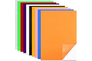 LUCKYKODOR Feuilles de Feutre Autocollantes, DIY Tissu en Feutrine 21x30cm Multi-Couleurs Non Tissé pour Les Enfants Artisanat Patchwork Couture ou Bricolage Artisanat à la Main Décorations de Noël, 10PCS