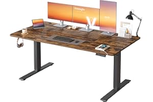 ‎VASAGLE VASAGLE Höhenverstellbarer Schreibtisch, 160 x 80 cm, USB-C-Anschluss, Ablage für Steckdosenleiste, Stehtisch, Erinnerung bei langem Sitzen, 3 Speichertasten, für Büro, vintagebraun LSD146KD02