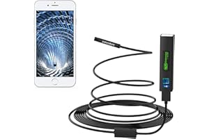 pancellent Endoscope WiFi Inspection Caméra HD 1200P IP68 Etanche avec 8 LED, Câble de Serpent Semi-Rigid Flexible pour iOS iPhone Android Tablette(16.5FT, dernière Version)