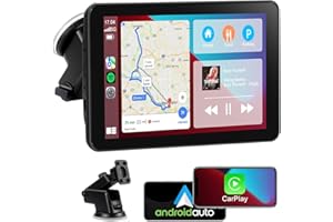 AONEREX Wireless Apple CarPlay Android Auto Screen for Car, 7" HD Portable Car Stereo Bluetooth Touch Screen GPS Navigator Mirror Link Player Siri, AirPlay, AUX, FM, Radio