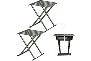 SURBOOTIME Portable Folding Camping Stool 2PCS, Outdoor Chair Seat, Compact, Easy to Store, Sturdy Thickened Carbon Steel Folding Frame Bearing 440 lbs, For Picnic, Garden, BBQ, Fishing 12*10*14 Inch (Green)