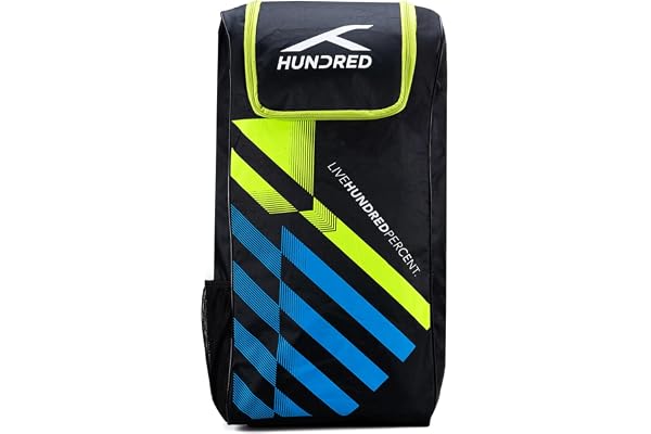 Hundred Polyester Drive Cricket Kitbag Spacious & Durable Sports Gear Bag for Bats, Pads, Gloves & Accessories Waterproof, Heavy-Duty Zippers, Multiple Compartments(Black)