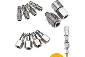 Astarye Pack of 10 Euro Compressed Air Coupling 1/4 Inch BSP Quick Coupling for Hoses Coupling Plug Air Line Hose Compressor Fitting Couplings Air Hose Connector Plug Connectors
