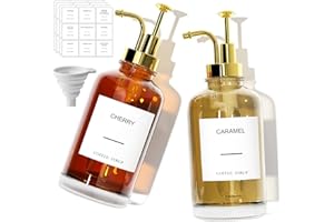 SIGHTDAY 2Pcs Coffee Syrup Dispenser,500ml Syrup Dispenser,Glass Syrup Bottle with Elegant Pumps and 36 Labels and Funnel & Pump,Syrup Pump Dispenser Honey Dispenser,Coffee Syrup Pump,Coffee Bar Accessories