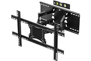 BONTEC Support Mural TV Orientable et Inclinable, Support TV Mural LED LCD Incurvée/Plate de 37-80 Pouces avec Double Bras Ultra Fort Max Charge de 65 kg, Max VESA 600x400mm