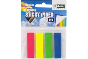 D.RECT 140 Pièces Marque Page Adhesif - Marque-Pages pour Étiquettes - Onglets Séparateur - Notes Autocollantes Film PET, 12x43mm 4x35 Pièces