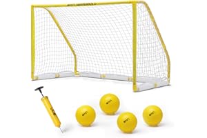 A11N Sports Floating Water Polo Goal Set – Large 4.7ft x 3.1ft Pool Net with 4 Balls – Fun Summer Backyard & Pool Game for Teens & Adults - Yellow