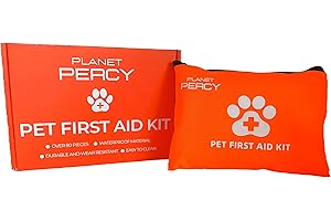 Pet First Aid Kit by Planet Percy® – Compact Emergency Kit for Dogs & Cats – 80-Piece Travel Essentials for Walks, Hiking, Camping, Car & Home – UK Safety Kit for Pet Owners