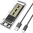 Sounce M.2 NVME Enclosure Adapter, USB 3.2 Gen 2 (10 Gbps), Transparent External Solid State Drive Adapter Enclosure for 2280 2260 2242 2230 PCI-E M2 M-Key SSD, USB Type C Converter Case