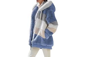 OMZIN Felpa In Peluche Da Donna Casual Doppio Strato Soffice Felpa Con Cappuccio Tinta Unita Felpa Moda Calda Con Cerniera e Tasche