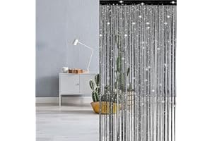 Thboxes String Door Curtains, Backdrop Curtain, Glitter Fly Screens for Doors, Door Screens for Keeping Out Flies for Doorways Divider Decotations 39" X 78.7" (Black)