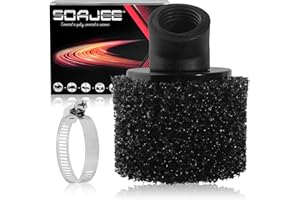 SOAJEE Filtre à air coudé noir 28 mm pour moto ATV Quad Scooter Go Kart Mini Moto Pit Dirt Racing Bike XR50 Kawasaki Suzuki Yamaha 27 mm 29 mm