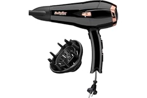BaByliss Sèche-cheveux Cordkeeper - Sèche-cheveux puissant de 2000W avec 1,65m cordon rétractable, Technologie ionique anti-frisottis, 3 réglages de température et 2 réglages de vitesse, Noir, D373E