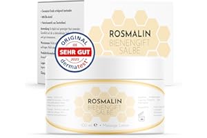 Rosmalin® Bienengiftsalbe hochdosiert - Aus Deutschland - Balsam - Bienengift Creme (kühlend & wärmend) - Natürliche Bienengift+Salbe mit Kräutern - Ayurveda, 100 ml