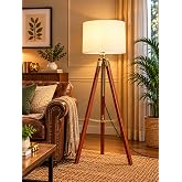 New Wooden Tripod LED Floor Lamp with Jute Drum Shade for Living Room and Home Decoration | Wooden Stand Floor Light with E27